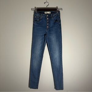 Garage| Button Fly Stretch Ultra High Rise Skinny Jeans Size 01 Medium Wash